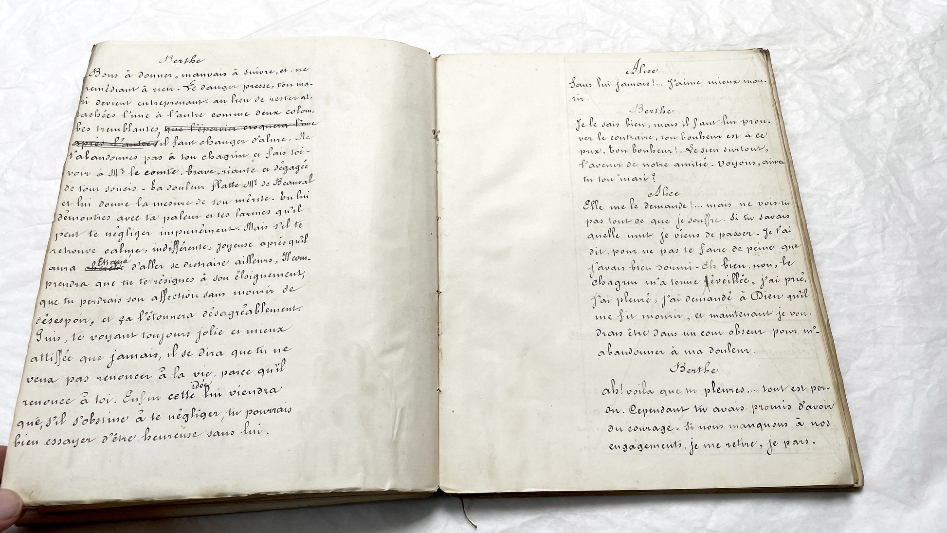 Late 19th - 150 Pages Original French Play Manuscript - L'Amie de Pension - Hand-Copied Theatrical Script - Historic Comedy in Prose