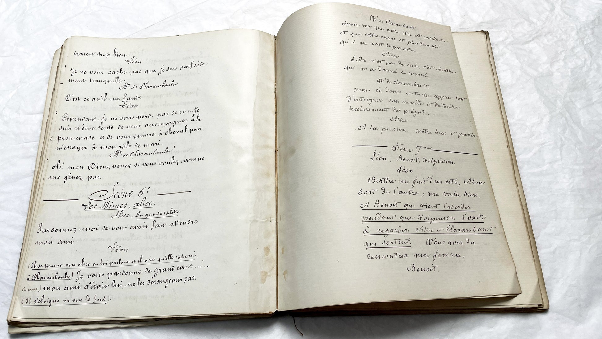 Late 19th - 150 Pages Original French Play Manuscript - L'Amie de Pension - Hand-Copied Theatrical Script - Historic Comedy in Prose