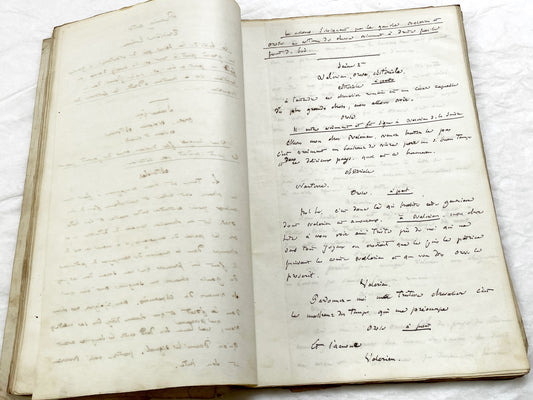 Mid 19th – 150-Pages French handwritten theater manuscript – Literary working draft of a play’s first act with author corrections
