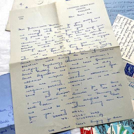 1950s Set of 5 Vintage English Letters with Envelopes and Stamps - Handwritten Correspondence