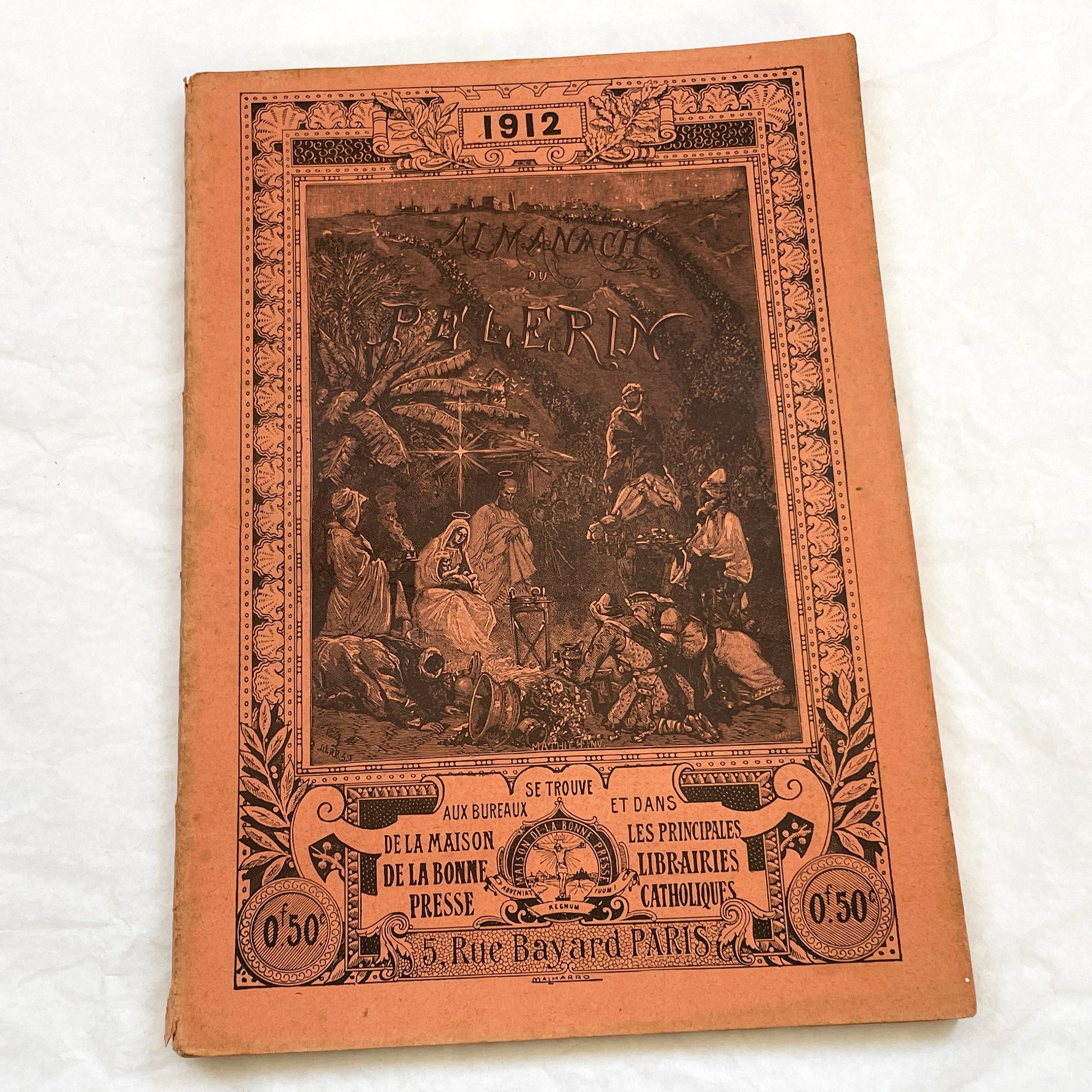 1910s - Vintage Catholic French Almanac 1912 - Beautifully Illustrated Religious Annual Book - Antique Christian Morality Tales
