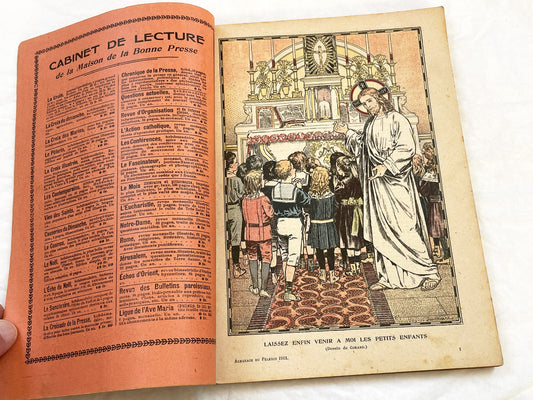 1910s - Vintage Catholic French Almanac 1912 - Beautifully Illustrated Religious Annual Book - Antique Christian Morality Tales