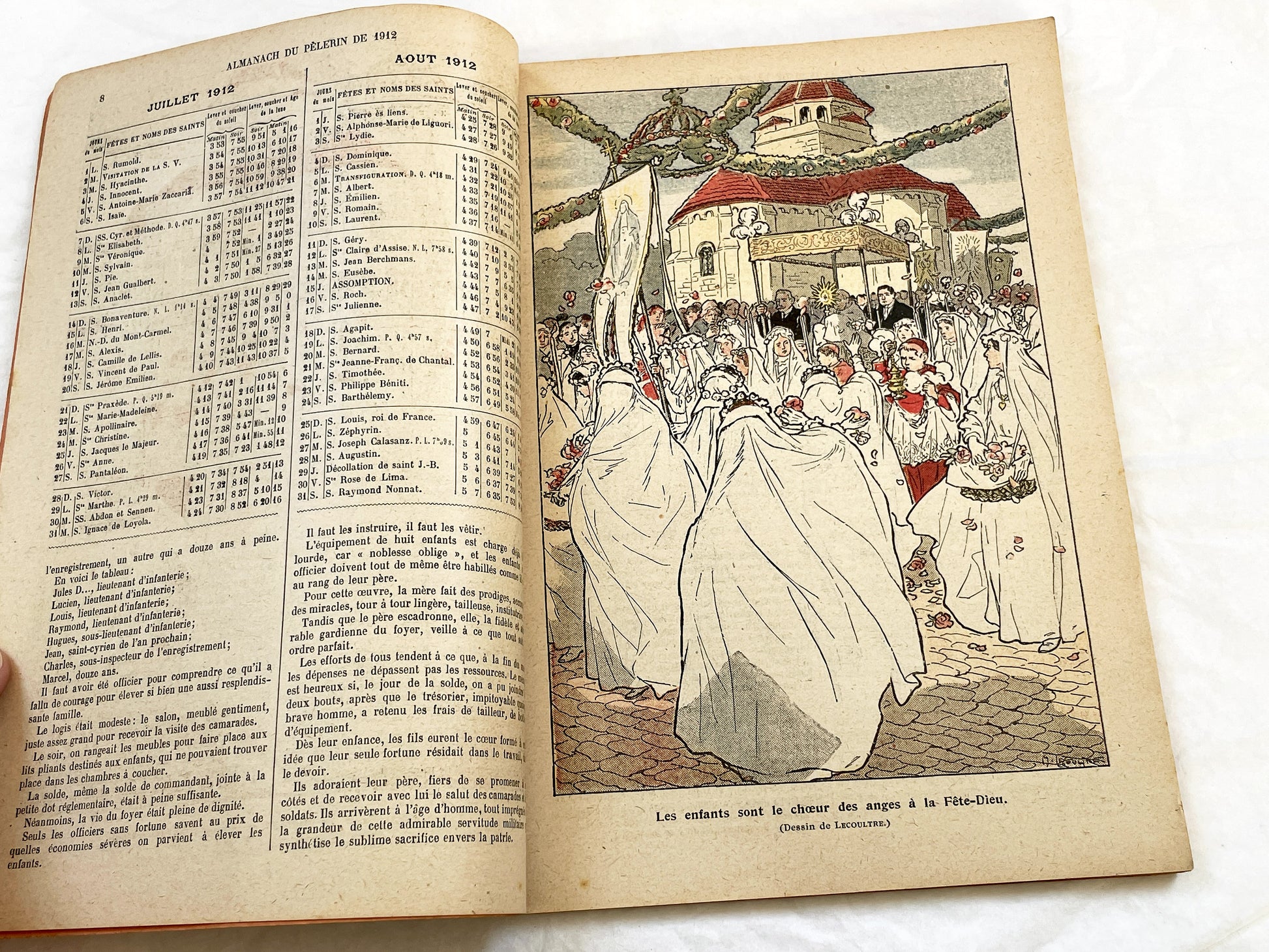 1910s - Vintage Catholic French Almanac 1912 - Beautifully Illustrated Religious Annual Book - Antique Christian Morality Tales