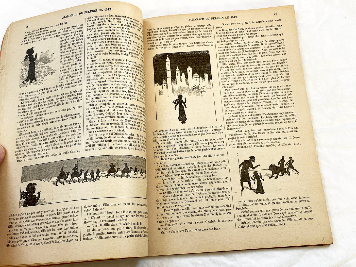 1910s - Vintage Catholic French Almanac 1912 - Beautifully Illustrated Religious Annual Book - Antique Christian Morality Tales