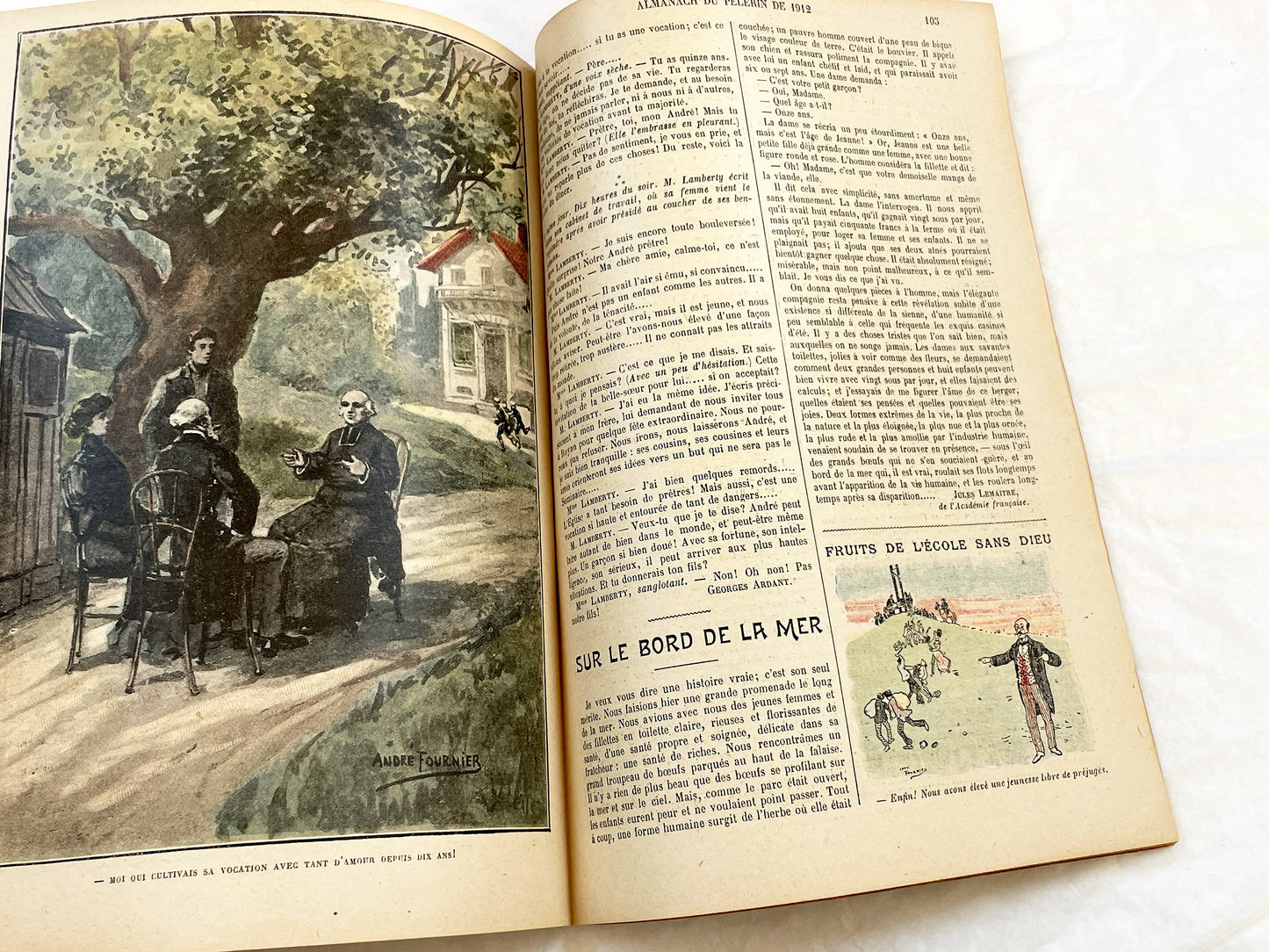 1910s - Vintage Catholic French Almanac 1912 - Beautifully Illustrated Religious Annual Book - Antique Christian Morality Tales