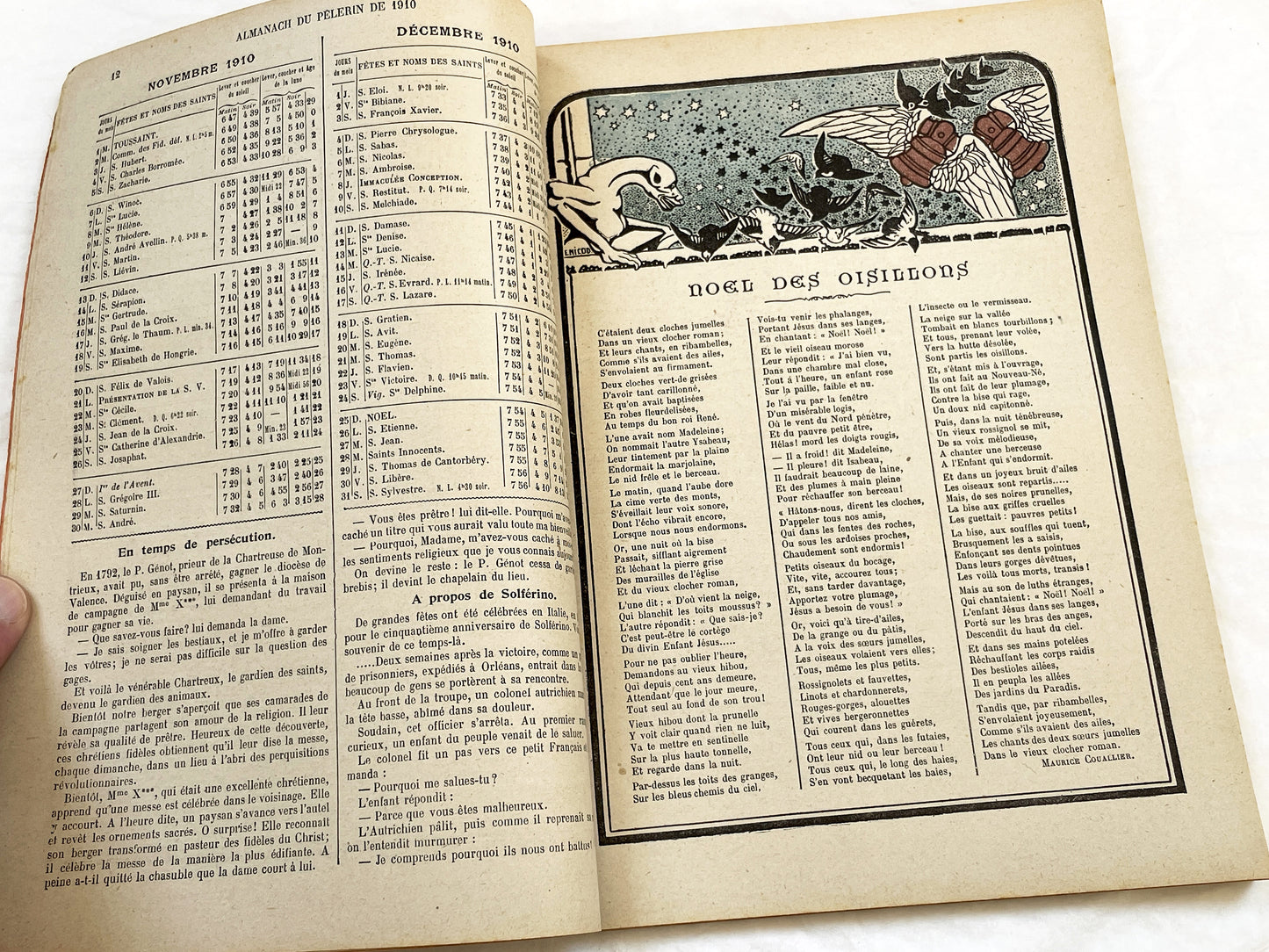 1910s - French Catholic Almanac - Illustrated Le Pèlerin Journal - Maison De La Bonne Presse - Religious Stories - Antique Art Print