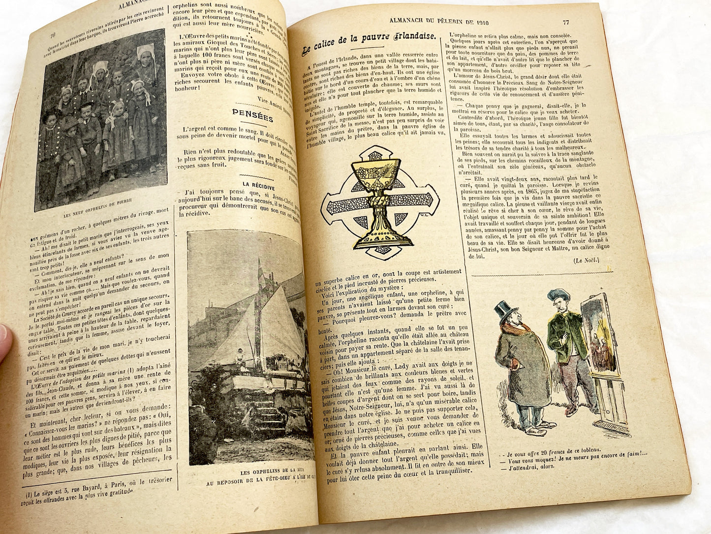 1910s - French Catholic Almanac - Illustrated Le Pèlerin Journal - Maison De La Bonne Presse - Religious Stories - Antique Art Print