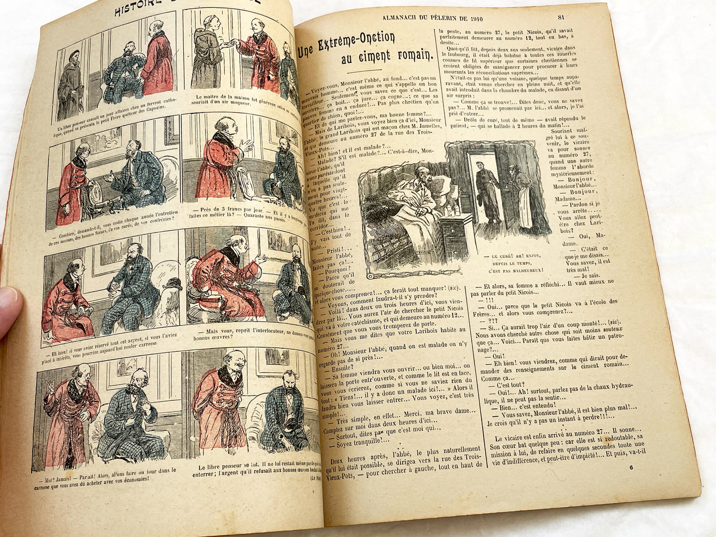 1910s - French Catholic Almanac - Illustrated Le Pèlerin Journal - Maison De La Bonne Presse - Religious Stories - Antique Art Print