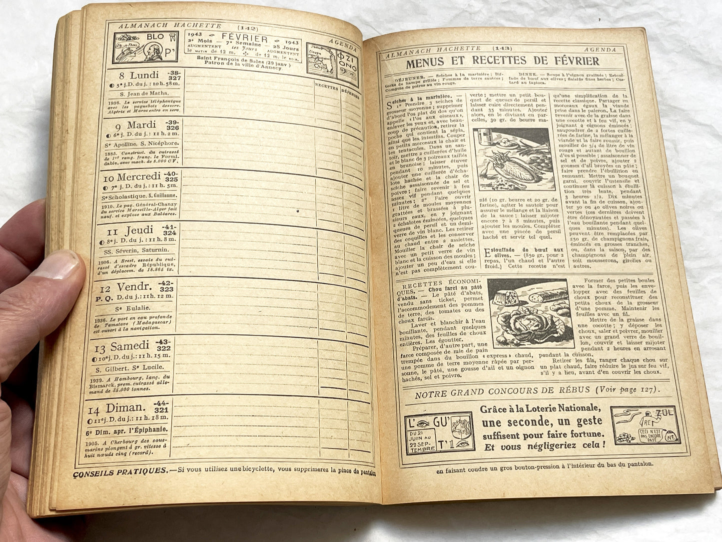 1940s – 300 Pages Almanach Hachette – Vintage French almanac – Wartime edition of the “Practical Life Encyclopedia”