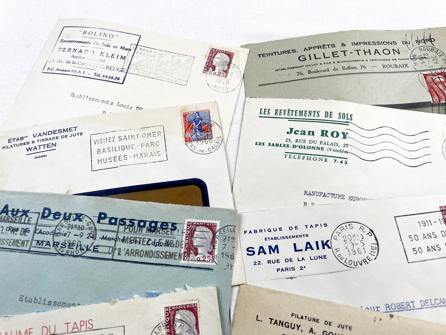 1950s - Lot of 20 Vintage French Business Envelopes – 1950s/1960s Ephemera for Junk Journals, Collage & Paper Crafts