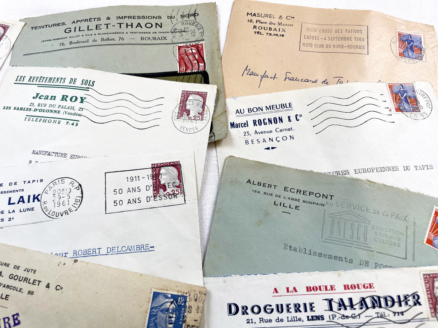 1950s - Lot of 20 Vintage French Business Envelopes – 1950s/1960s Ephemera for Junk Journals, Collage & Paper Crafts
