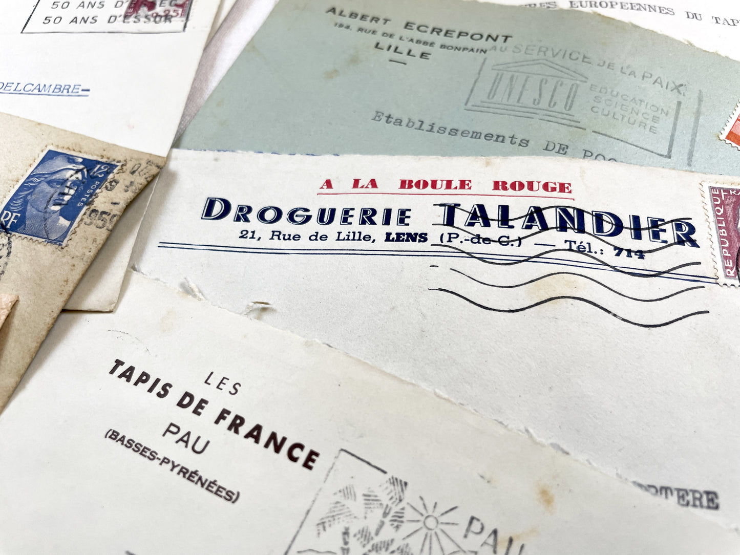 1950s - Lot of 20 Vintage French Business Envelopes – 1950s/1960s Ephemera for Junk Journals, Collage & Paper Crafts