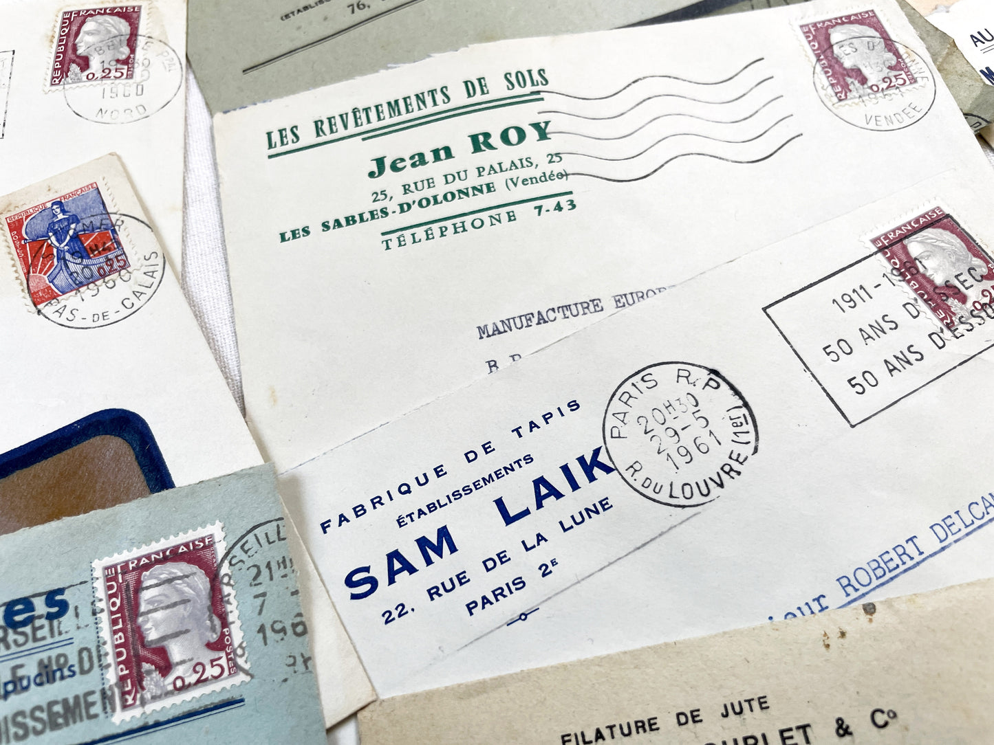 1950s - Lot of 20 Vintage French Business Envelopes – 1950s/1960s Ephemera for Junk Journals, Collage & Paper Crafts