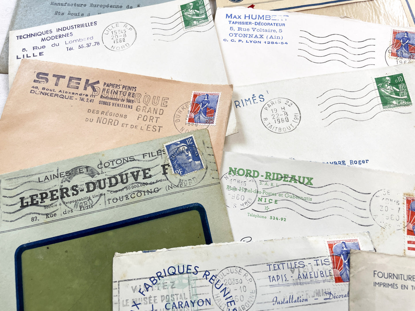 1950s - Lot of 20 Vintage French Business Envelopes – 1950s/1960s Ephemera for Junk Journals, Collage & Paper Crafts