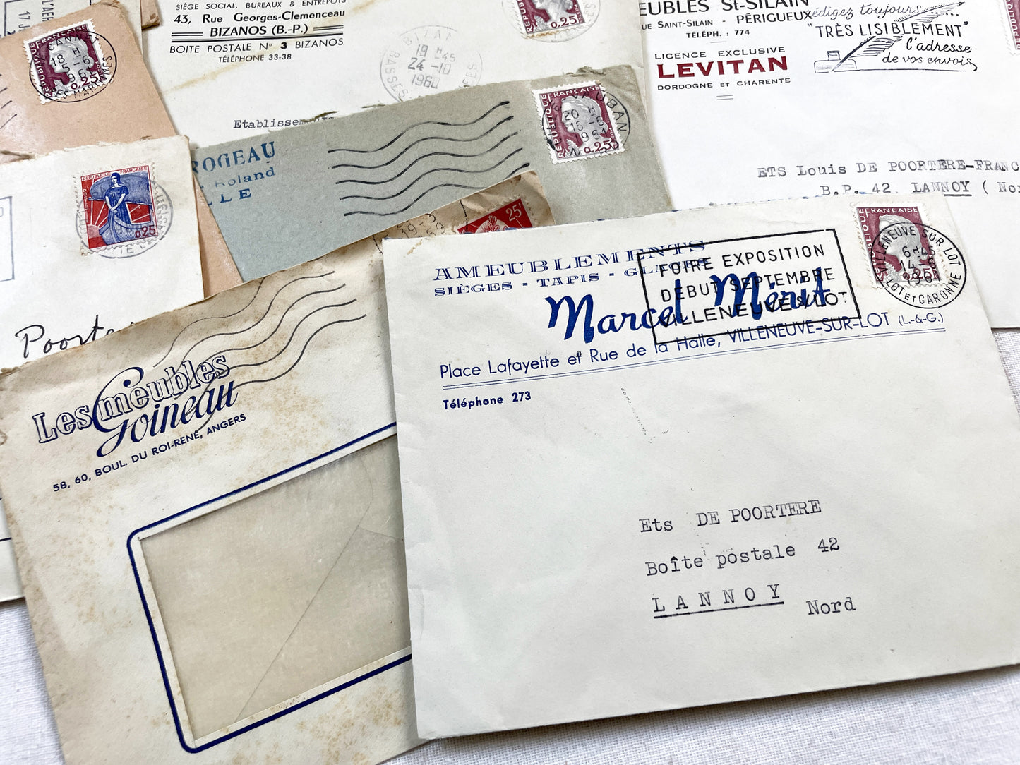 1950s - Lot of 20 Vintage French Business Envelopes – 1950s/1960s Ephemera for Junk Journals, Collage & Paper Crafts