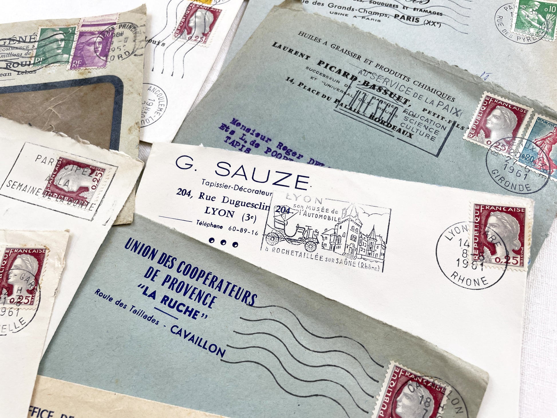 1950s - Lot of 20 Vintage French Business Envelopes – 1950s/1960s Ephemera for Junk Journals, Collage & Paper Crafts