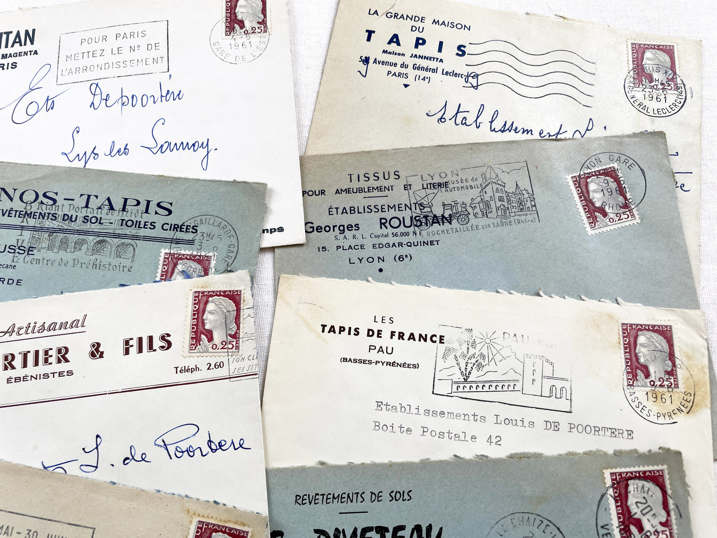 1950s - Lot of 20 Vintage French Business Envelopes – 1950s/1960s Ephemera for Junk Journals, Collage & Paper Crafts