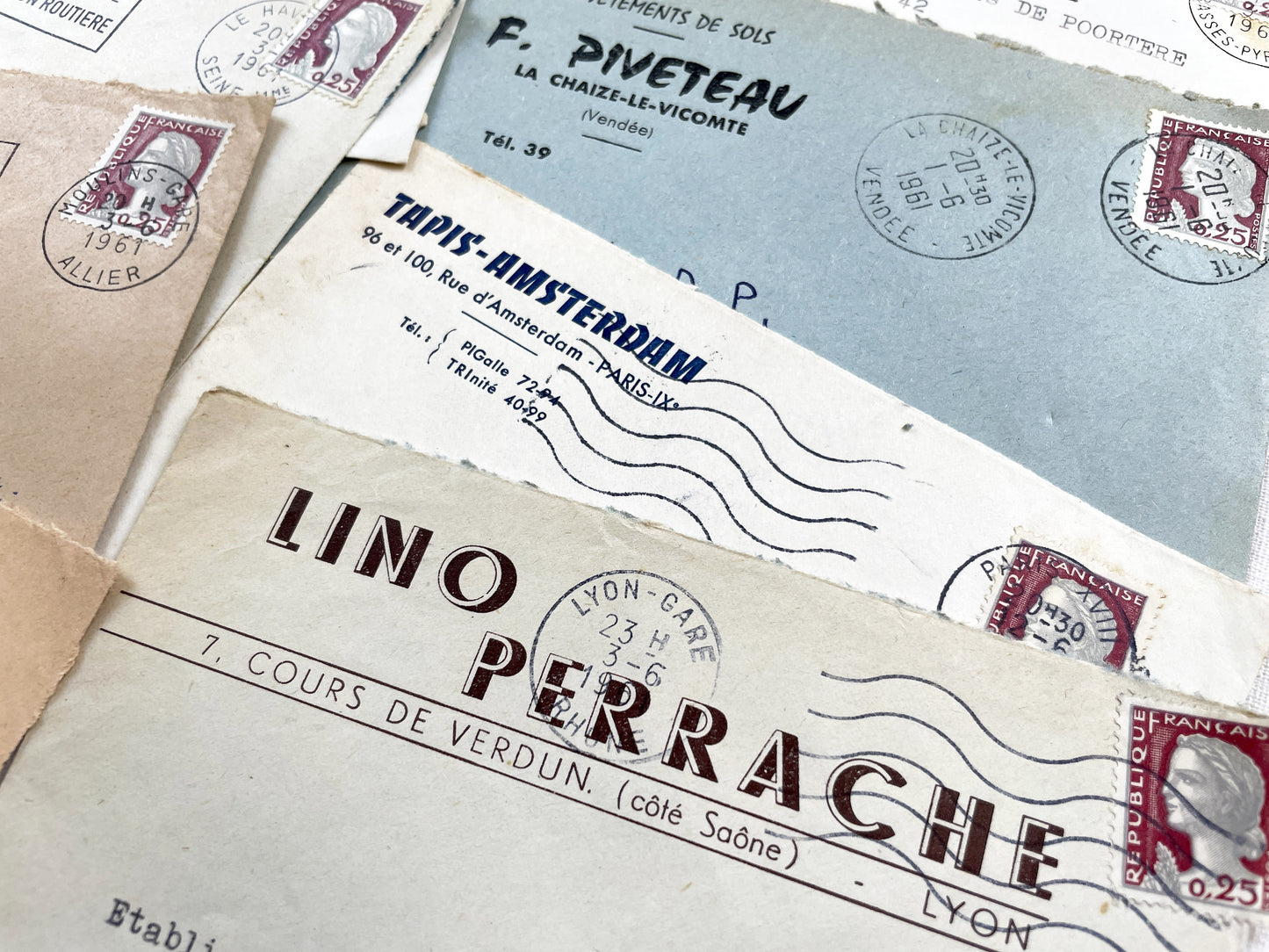 1950s - Lot of 20 Vintage French Business Envelopes – 1950s/1960s Ephemera for Junk Journals, Collage & Paper Crafts