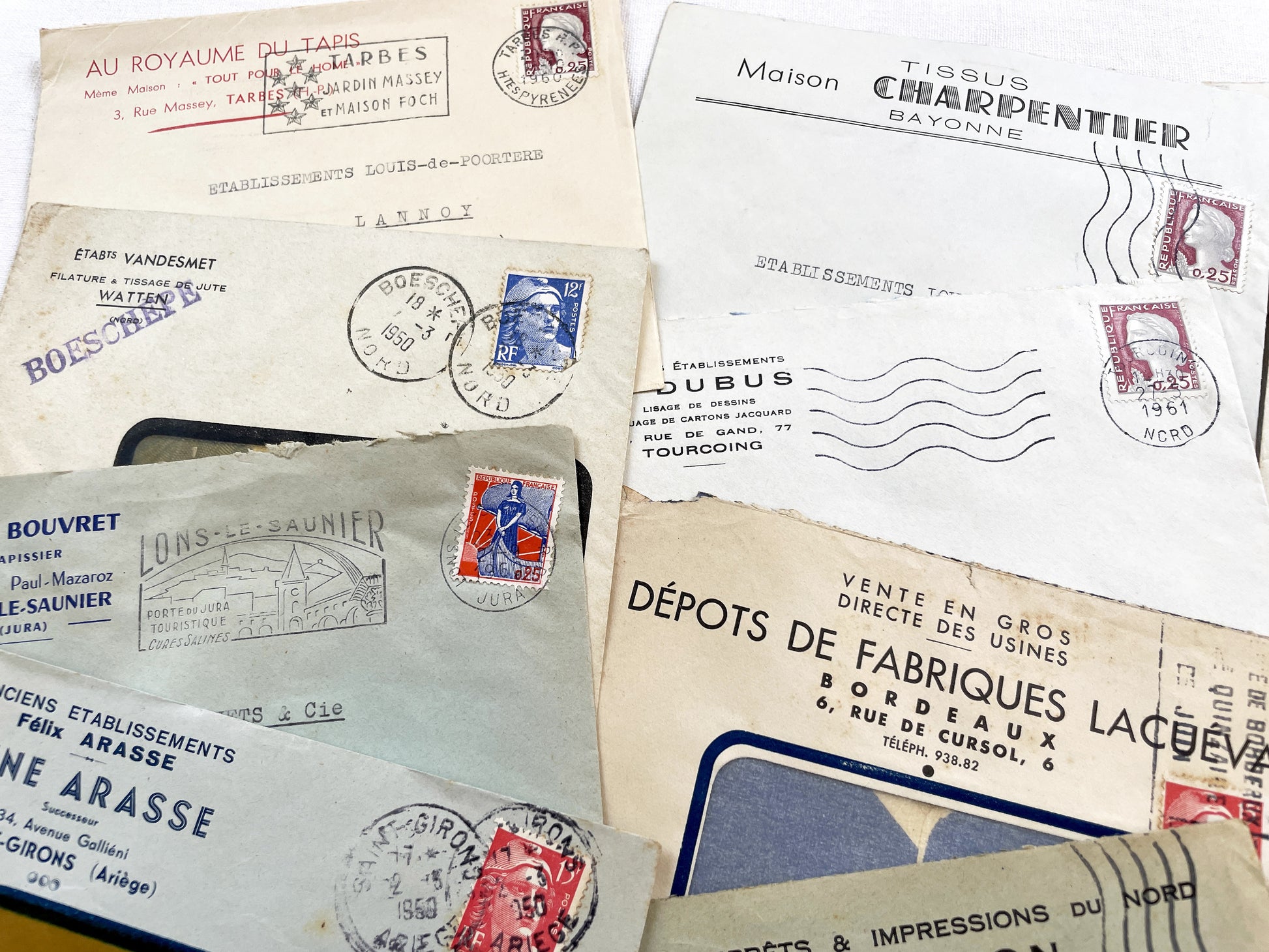 1950s - Lot of 20 Vintage French Business Envelopes – 1950s/1960s Ephemera for Junk Journals, Collage & Paper Crafts