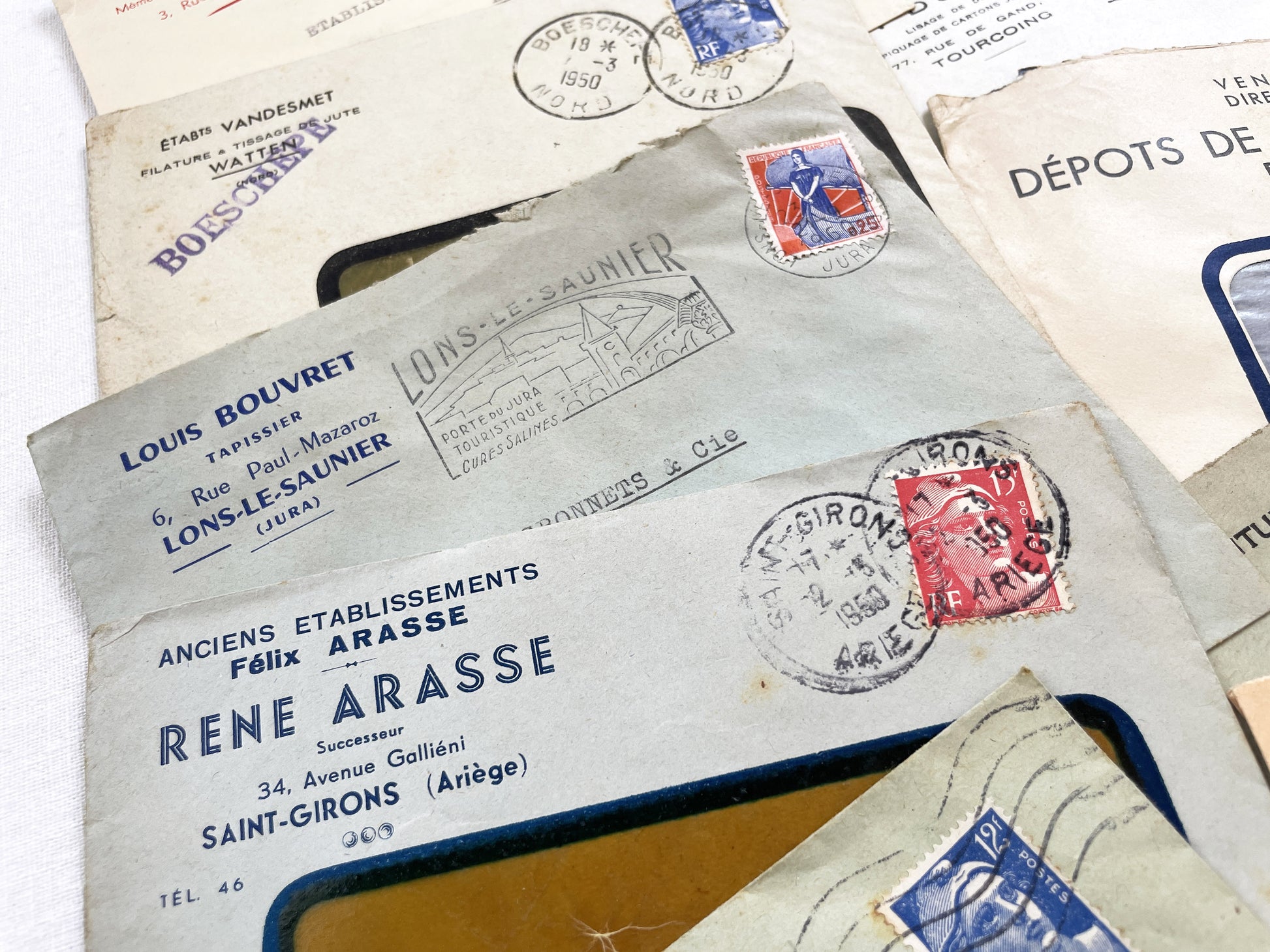 1950s - Lot of 20 Vintage French Business Envelopes – 1950s/1960s Ephemera for Junk Journals, Collage & Paper Crafts