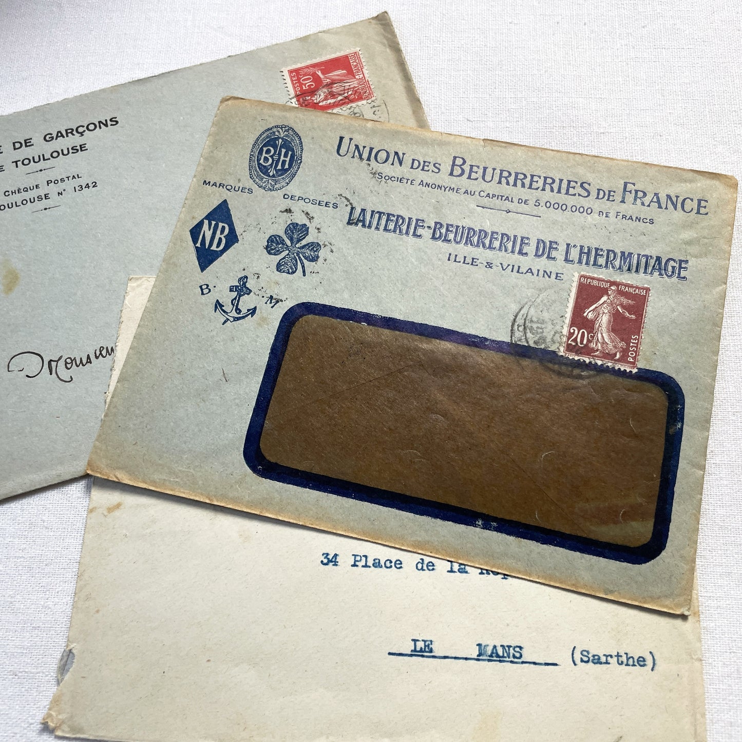 1920s - Lot of 10 Vintage French Business Envelopes – 1910s/1920s/1930s Ephemera for Junk Journals, Collage & Paper Crafts
