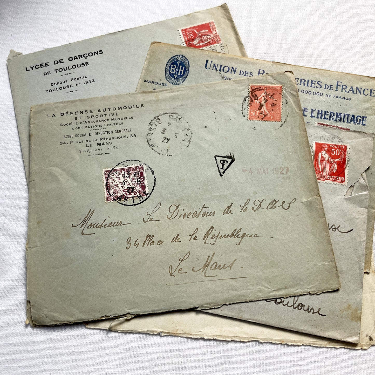 1920s - Lot of 10 Vintage French Business Envelopes – 1910s/1920s/1930s Ephemera for Junk Journals, Collage & Paper Crafts