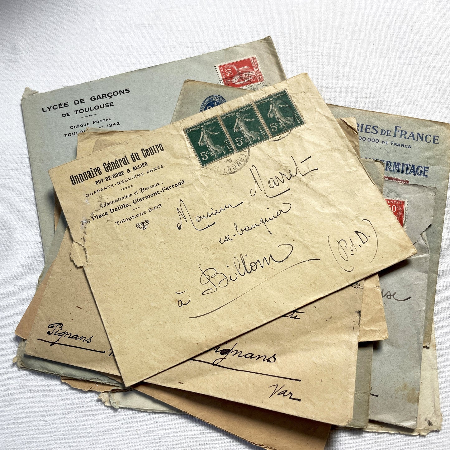 1920s - Lot of 10 Vintage French Business Envelopes – 1910s/1920s/1930s Ephemera for Junk Journals, Collage & Paper Crafts