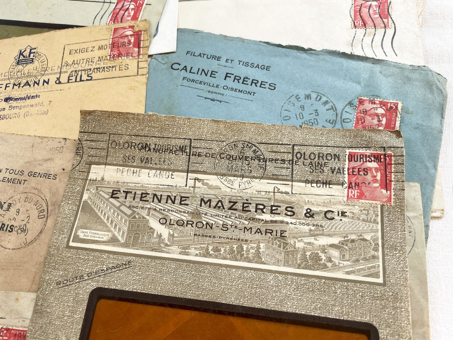 1950s - Lot of 20 Vintage French Business Envelopes – 1950s/1960s Ephemera for Junk Journals, Collage & Paper Crafts