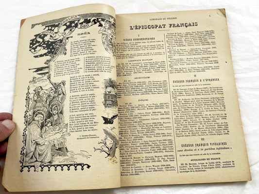 Late 19th - 1898 Almanach Du Pèlerin - Antique French Catholic Pilgrim's Almanac - Illustrated Religious Historical Annual Book