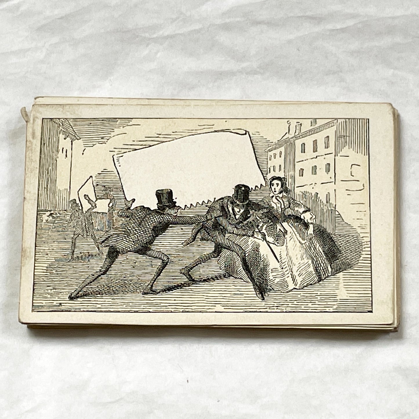 Late 19th - Antique Fancy Card - Custom Advertising - Victorian Era Street Scene - Blank Space for Personalization