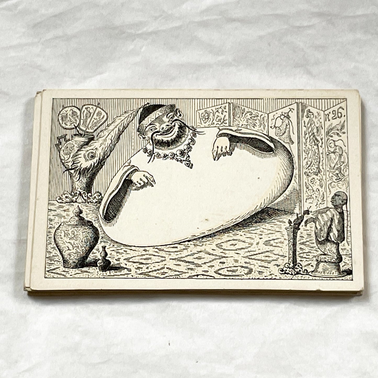 Late 19th - Humorous Orientalist Trade Card - Blank Belly Design for Custom Message - Antique Advertising Card - Whimsical Collectible