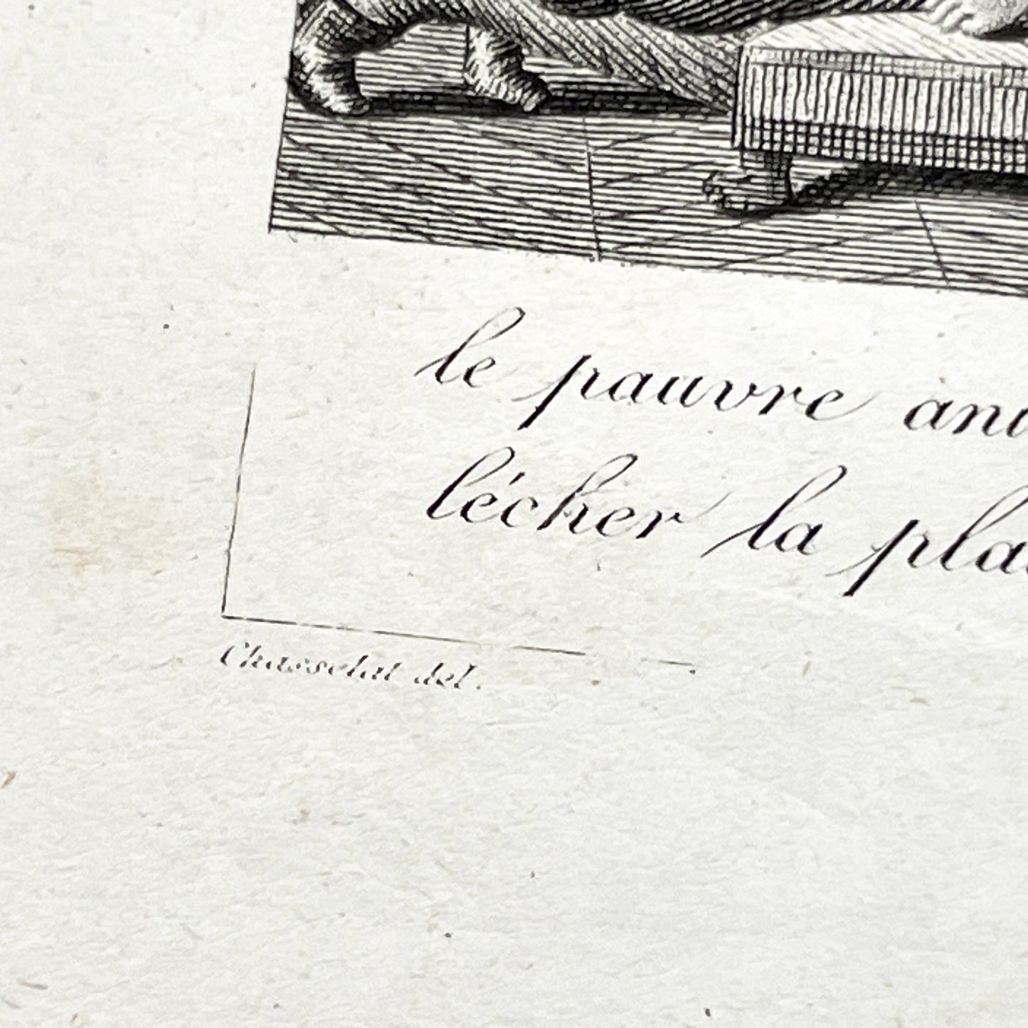 Early 19th - Captivating French Engraving depicting a domestic scene from 'Le Petit Chien Noir' - Antique Print - Literary Illustration