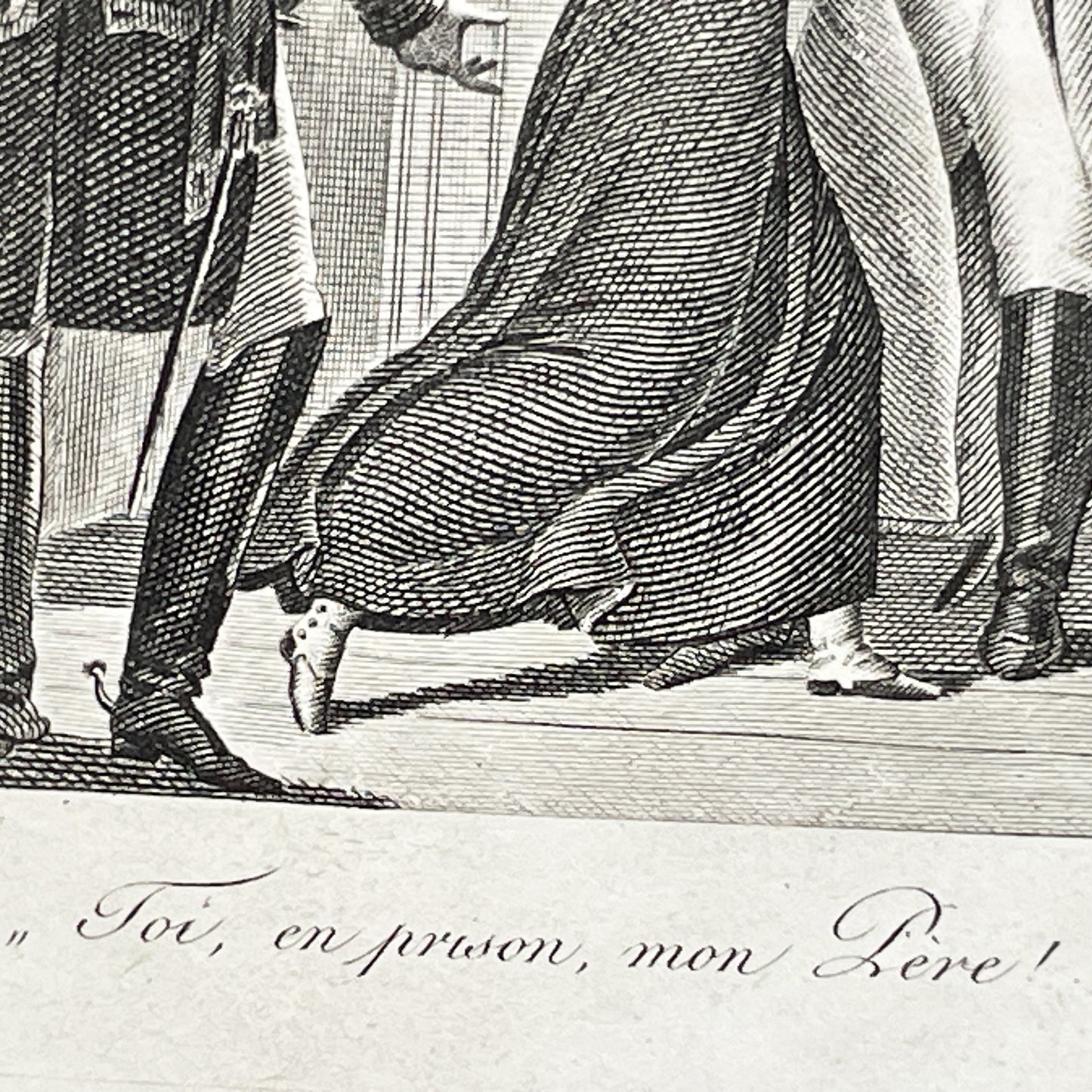 Early 19th - French Engraving - Dramatic Scene with Military Officer, Woman, and Man - Illustration by Chasselat