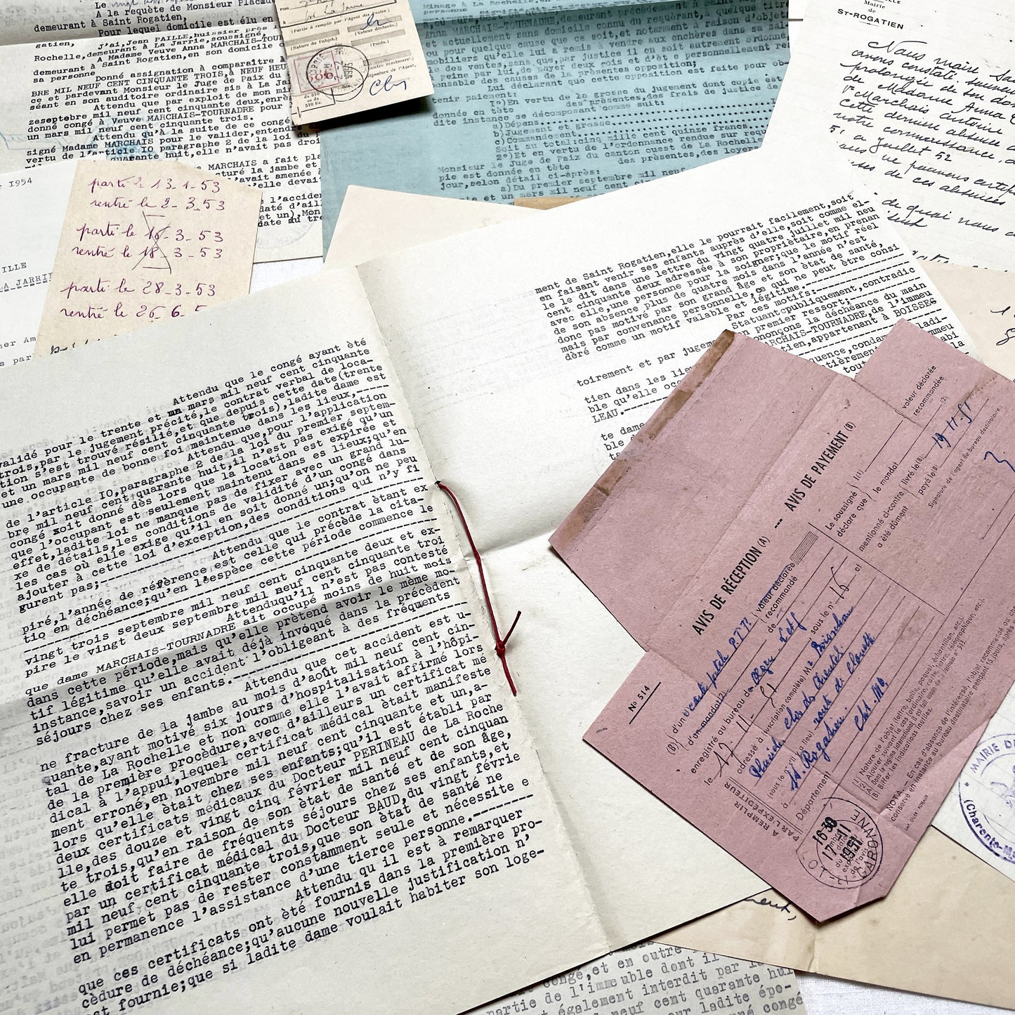 1950s - Vintage Ephemera Lot – French Letters, Invoices & Legal Documents from Notary Archive