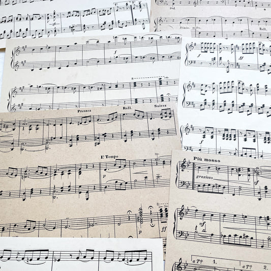 1930s - Vintage French Sheet Music Fragments from 1920s to 1940s - Antique Musical Ephemera for Art and Decor