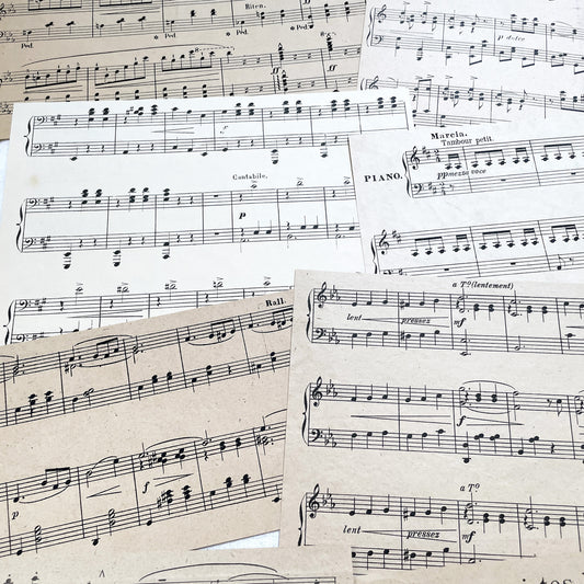 1930s - Vintage French Sheet Music Fragments from 1920s to 1940s - Antique Musical Ephemera for Art and Decor