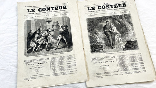 Late 19th - Original French Periodical Newspaper - Le Conteur - Historical Literary Journal - Two Issues From 1881