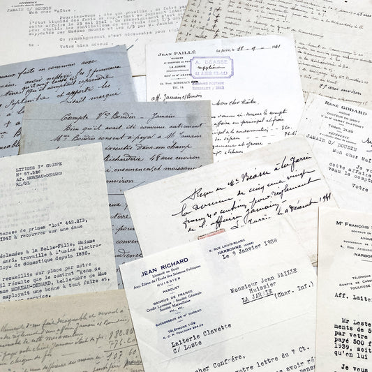 1940s - Vintage Ephemera Lot – French Letters, Invoices & Legal Documents from Notary Archive