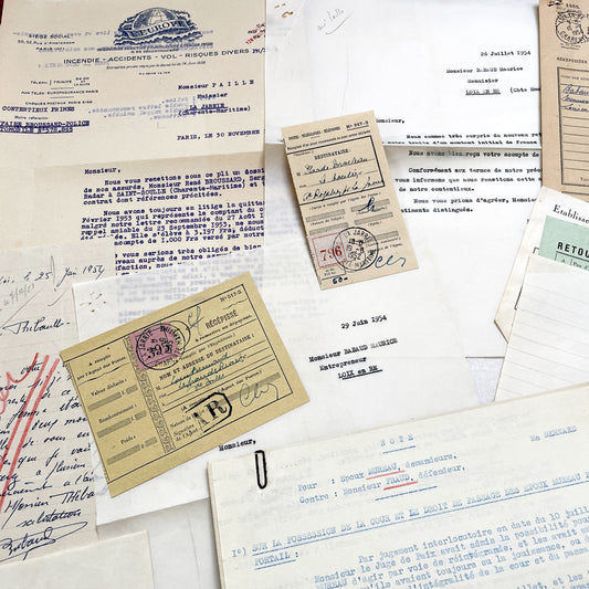 1930s - Vintage Ephemera Lot – French Letters, Invoices & Legal Documents from Notary Archive