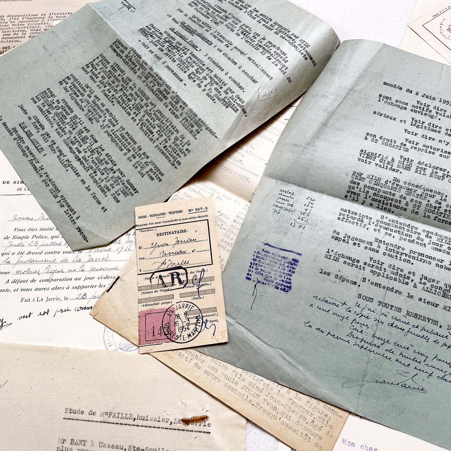 1950s - Vintage Ephemera Lot – French Letters, Invoices & Legal Documents from Notary Archive