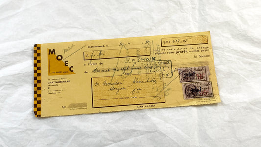 1930s - Lot of 6 Vintage French Bills of Exchange – Handwritten Commercial Documents with Stamps