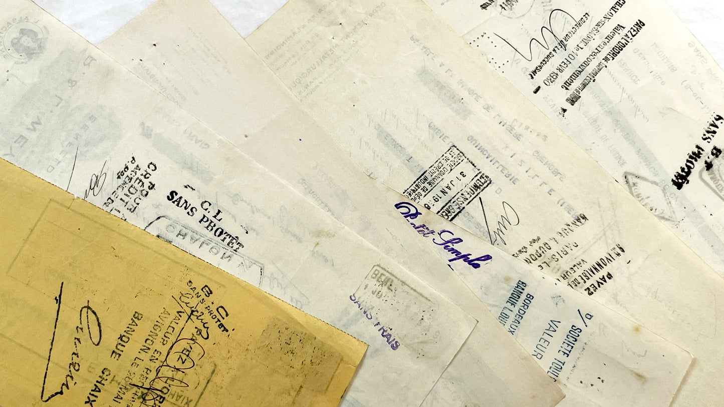 1930s - Lot of 6 Vintage French Bills of Exchange – Handwritten Commercial Documents with Stamps