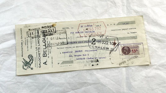 1930s - Lot of 6 Vintage French Bills of Exchange – Handwritten Commercial Documents with Stamps