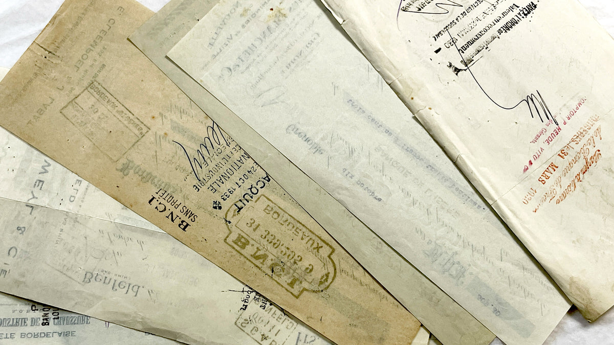 1930s - Lot of 6 Vintage French Bills of Exchange – Handwritten Commercial Documents with Stamps