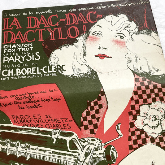 1920s - Vintage French Sheet Music - 'La Dac-Dac-Dactylo' Fox-Trot - Art Deco Typist Cover - Salabert Editions - Paris & New York