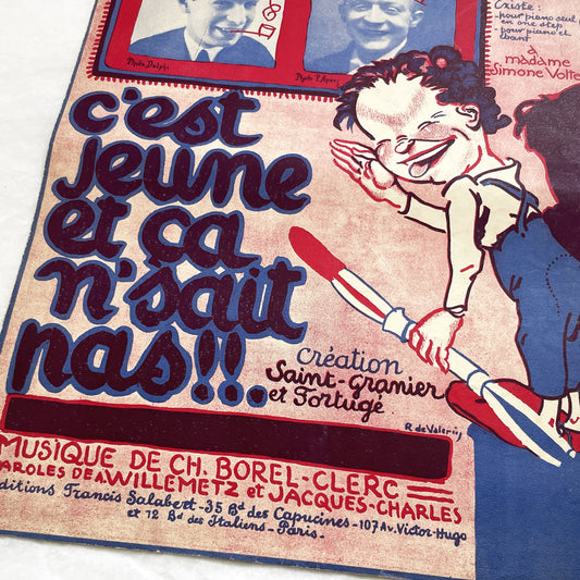 1920s - Vintage French Music Sheet - 'C'est Jeune Et Ça N'sait Pas' - Popular Song Of Casino De Paris