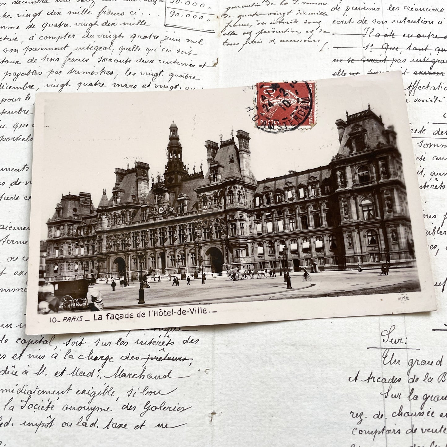 1910s - Paris Hôtel-de-Ville Vintage Postcard - Historic French Architecture - Sepia Cityscape Photo - Edwardian Paris Landmark