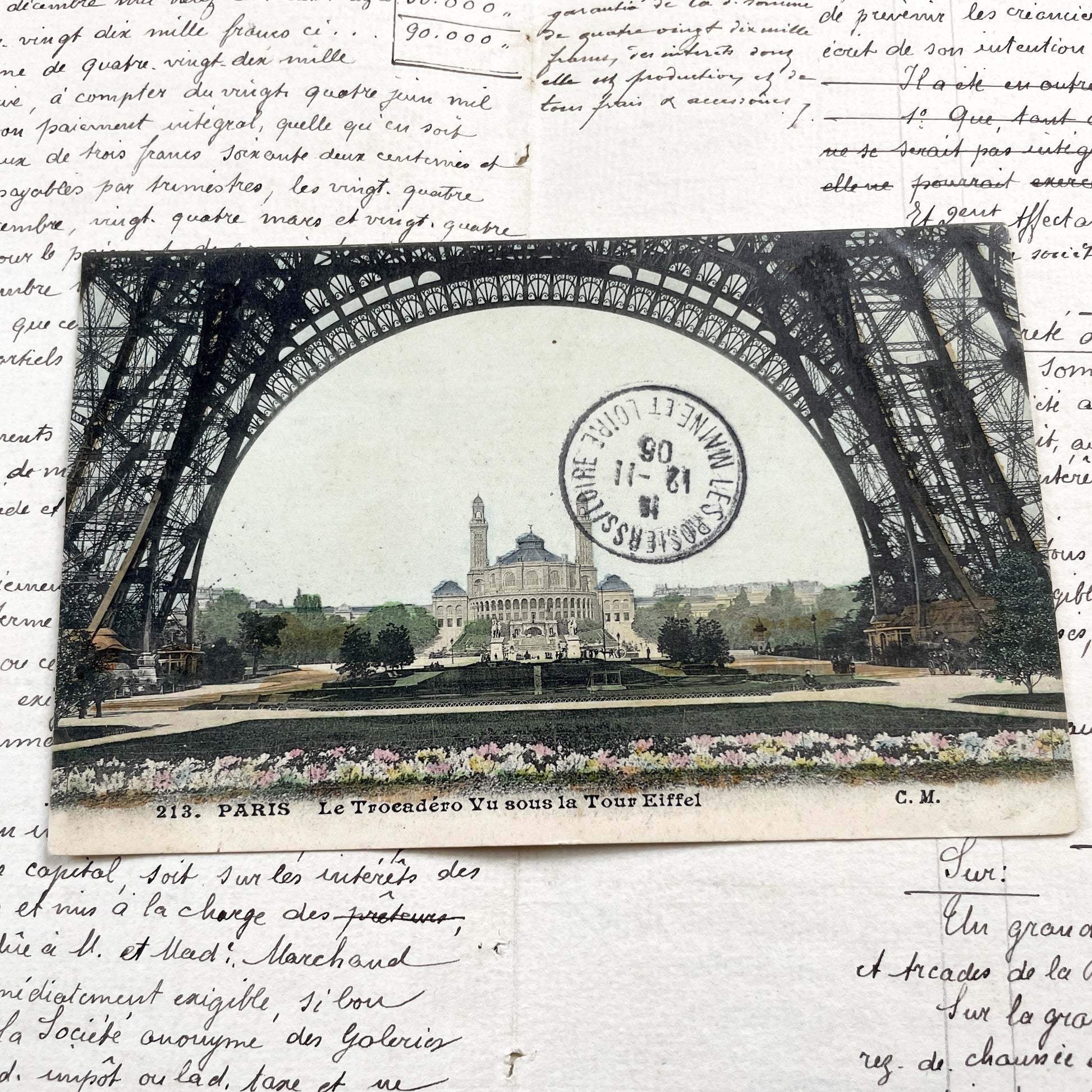 1900s - Paris Eiffel Tower Postcard - Historic Trocadero View - Vintage French Architecture -  Collectible Art
