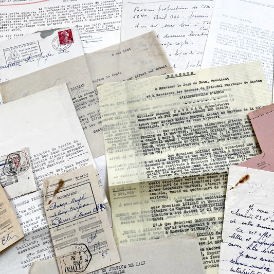 1950s - Vintage Ephemera Lot – French Letters, Invoices & Legal Documents from Notary Archive