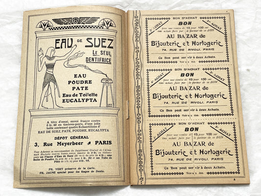 1910s - 42 pages Supplement to the Hachette Almanac – Theatre Ticket Booklet – Paris 1911